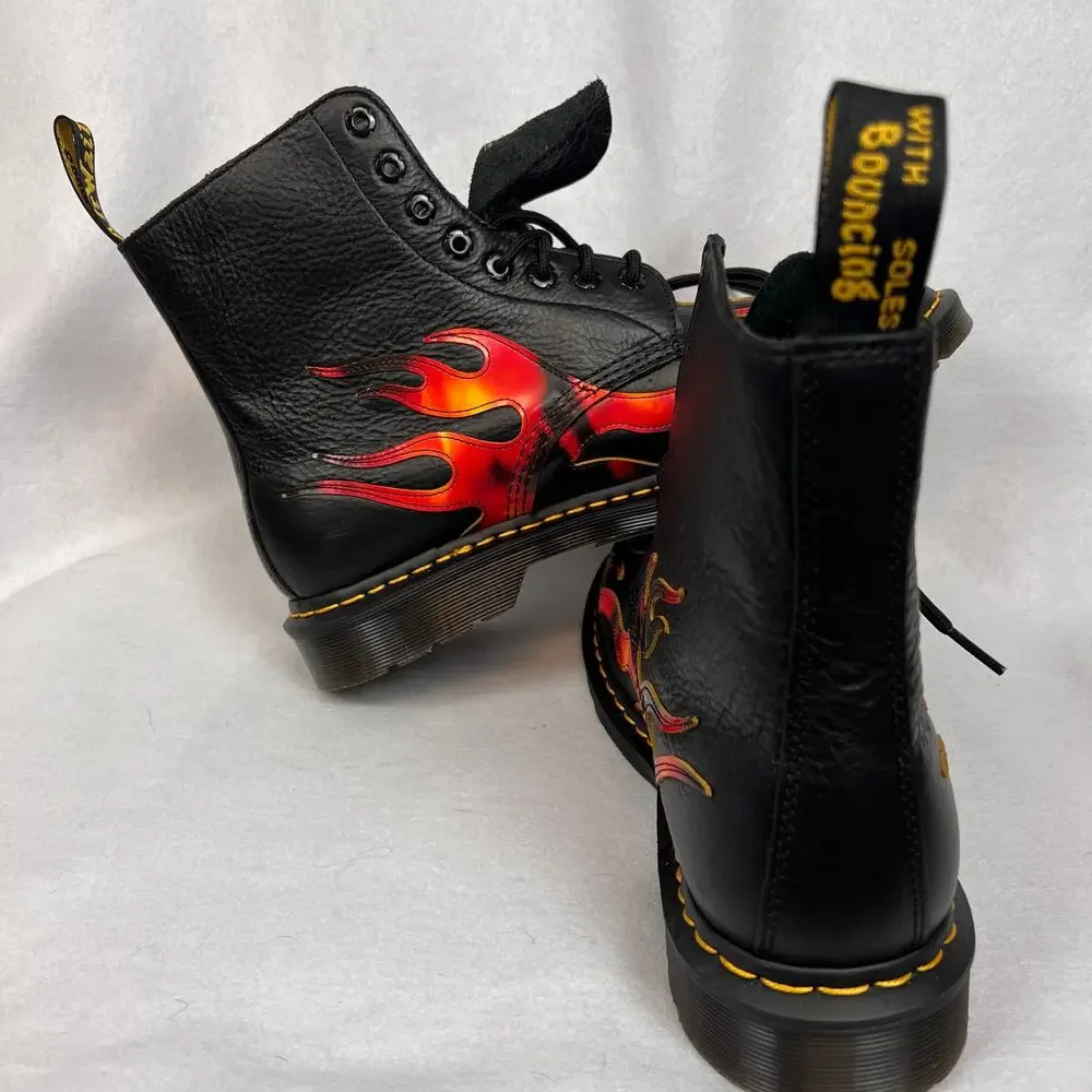 Dr. Martens 1460 Doc Pascal Flame Arcadia Boots Black Red Men’s 10 Women’s 11